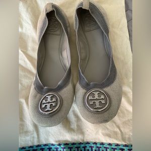 Tory Burch silver ballet flat